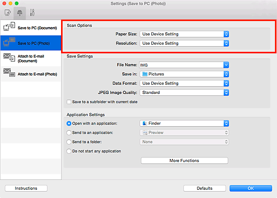 figure: Settings dialog