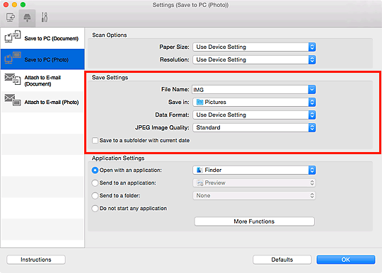 figure: Settings dialog