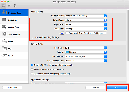 figure: Settings dialog