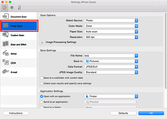 figure: Settings dialog