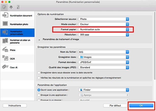 figure : boîte de dialogue Paramètres