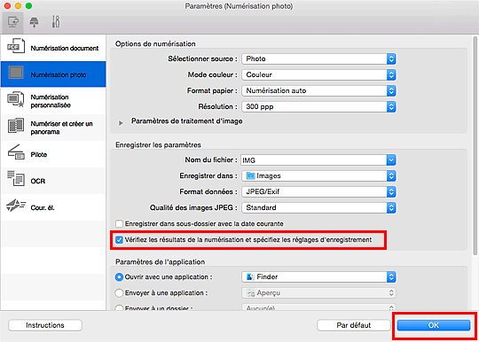 figure : boîte de dialogue Paramètres