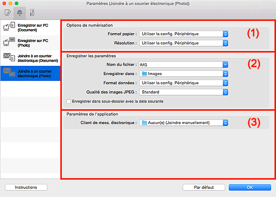 figure : boîte de dialogue Paramètres