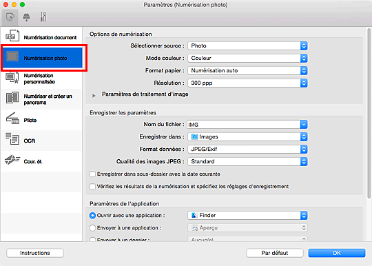 figure : boîte de dialogue Paramètres