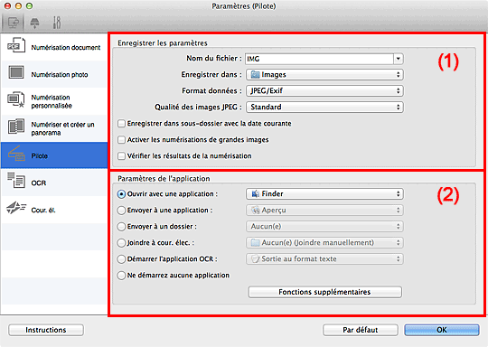 figure : boîte de dialogue Paramètres