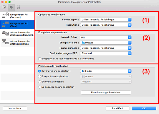 figure : boîte de dialogue Paramètres