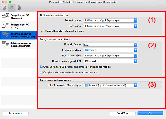 figure : boîte de dialogue Paramètres