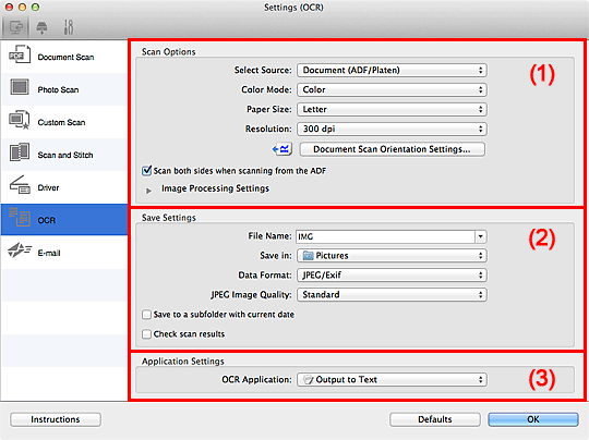 figure: Settings dialog