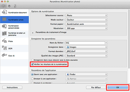 figure : boîte de dialogue Paramètres