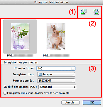 figure : boîte de dialogue Enreg. Paramètres