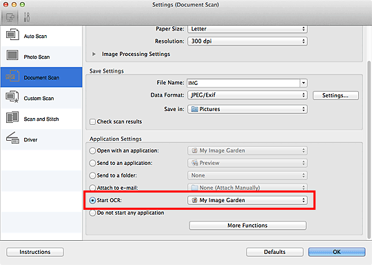 figure: Settings dialog