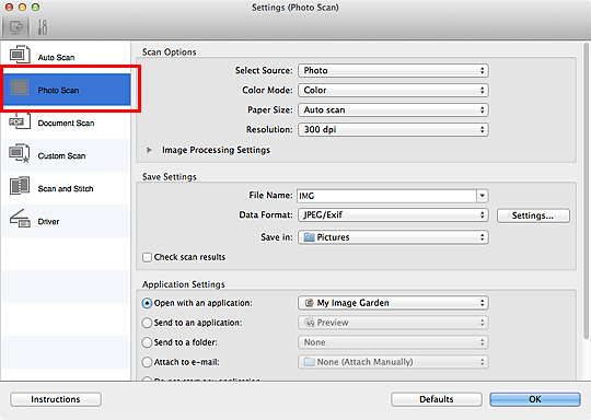 figure: Settings dialog