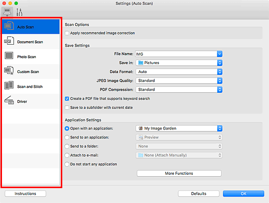 figure: Settings dialog