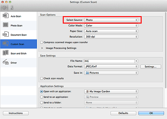 figure: Settings dialog
