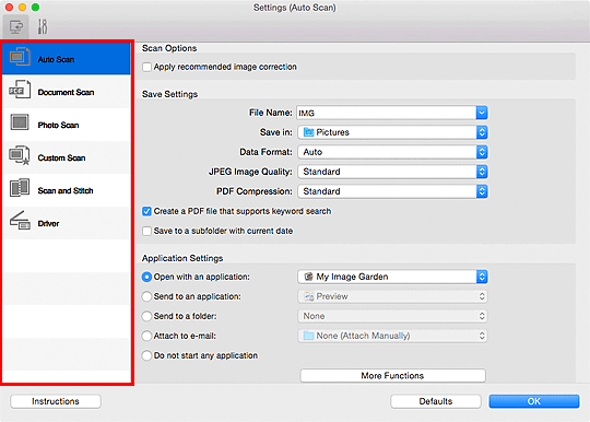 figure: Settings dialog