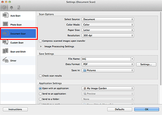 figure: Settings dialog