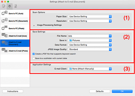 figure: Settings dialog