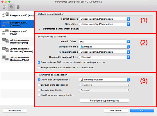 figure : boîte de dialogue Paramètres