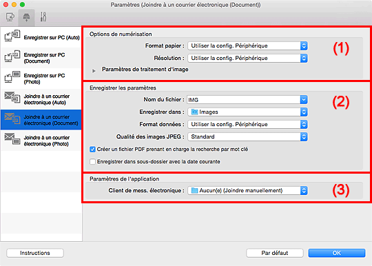 figure : boîte de dialogue Paramètres