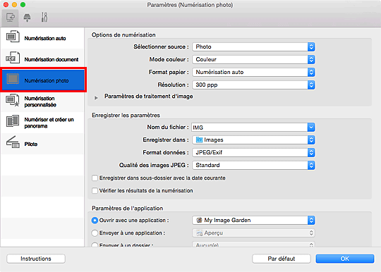 figure : boîte de dialogue Paramètres