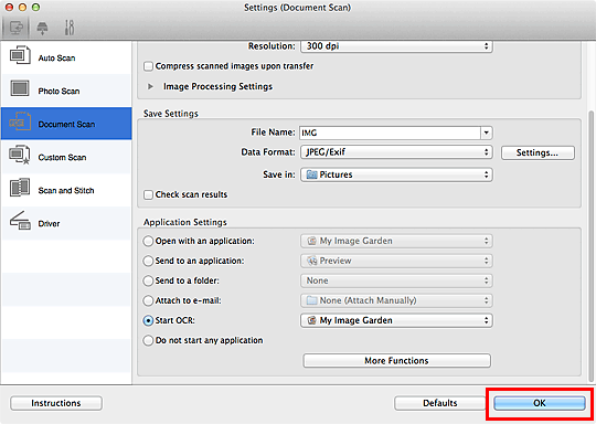 figure: Settings dialog