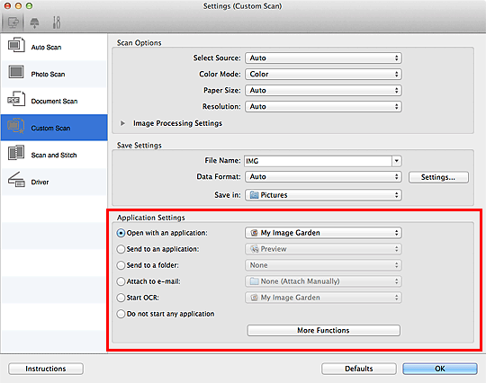 figure: Settings dialog