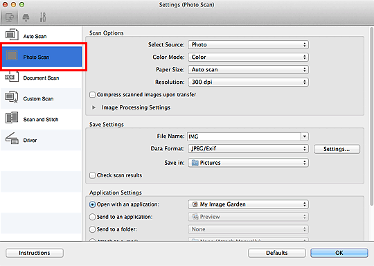 figure: Settings dialog