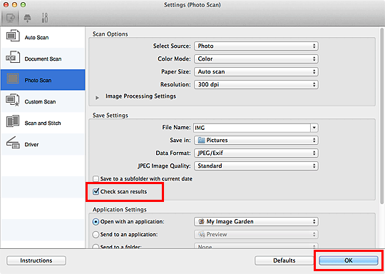 figure: Settings dialog