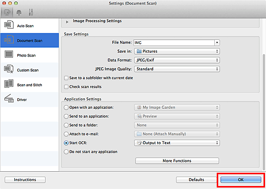 figure: Settings dialog