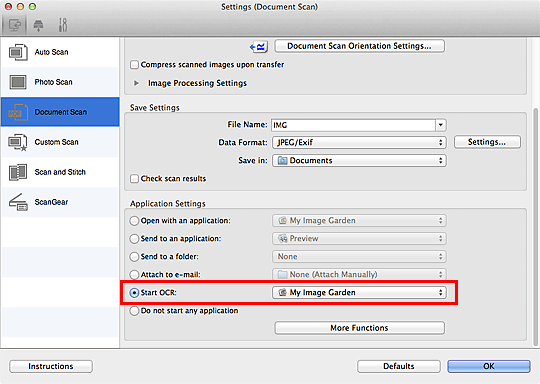 figure: Settings dialog