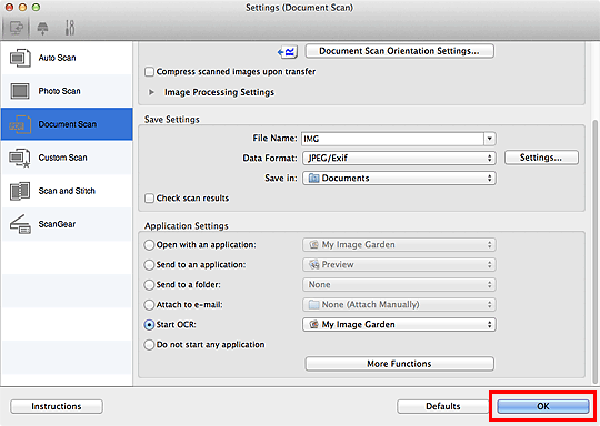 figure: Settings dialog