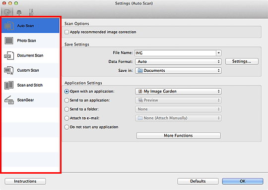 figure: Settings dialog