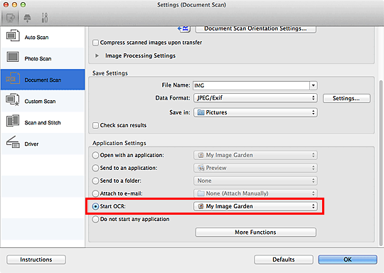 figure: Settings dialog