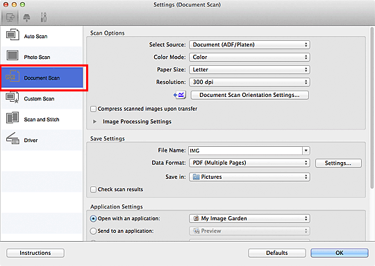 figure: Settings dialog