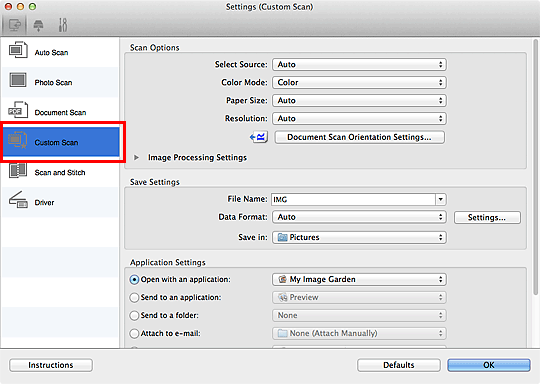 figure: Settings dialog