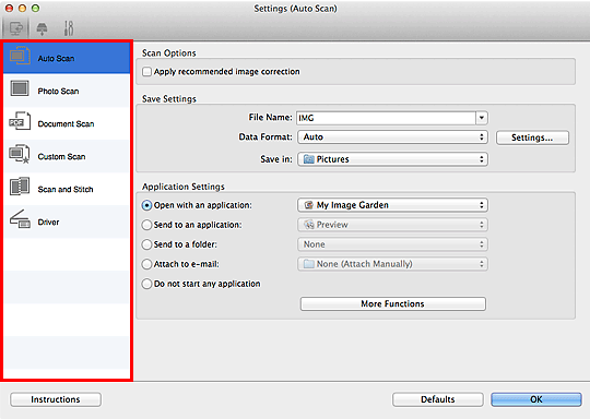 figure: Settings dialog