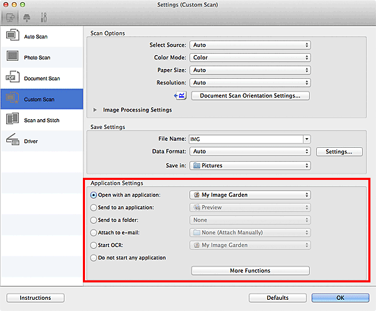 figure: Settings dialog