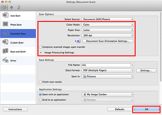 figure: Settings dialog