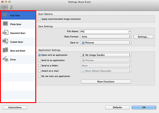 figure: Settings dialog