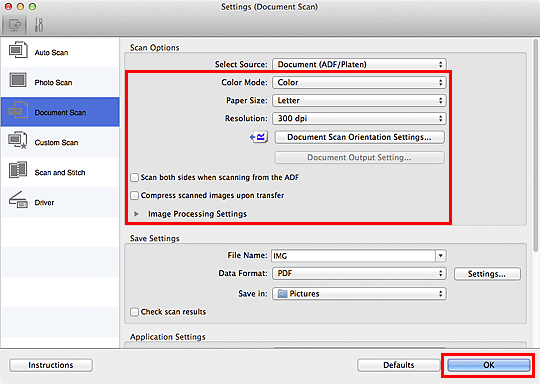 figure: Settings dialog