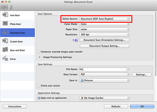 figure: Settings dialog