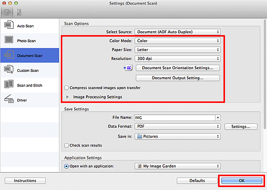 figure: Settings dialog