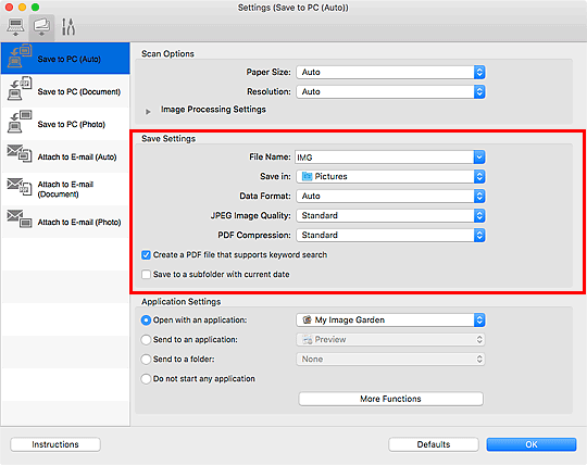 figure: Settings dialog