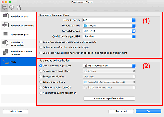 figure : boîte de dialogue Paramètres