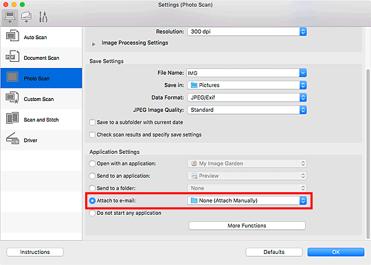 figure: Settings dialog