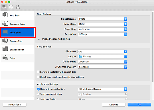 figure: Settings dialog