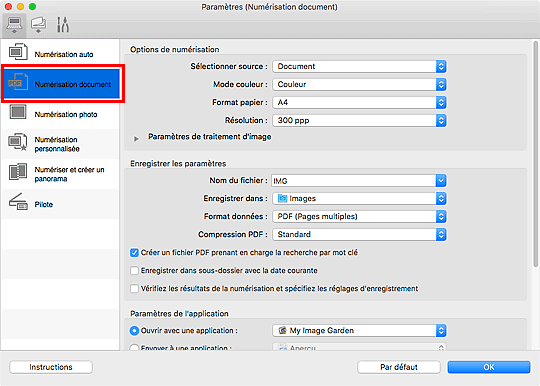 figure : boîte de dialogue Paramètres