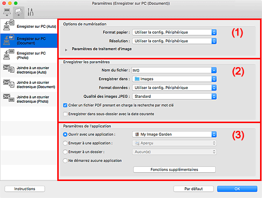 figure : boîte de dialogue Paramètres