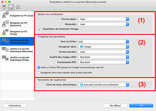 figure : boîte de dialogue Paramètres