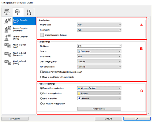 figure: Settings dialog box